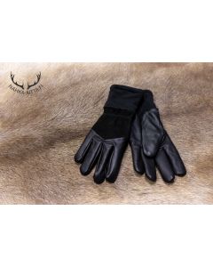 Patterned nappa sheepskin leather gloves with ribbed cuffs